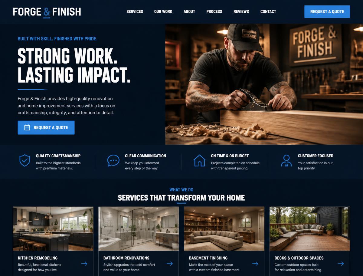 Forge & Finish website designed by Softwaves