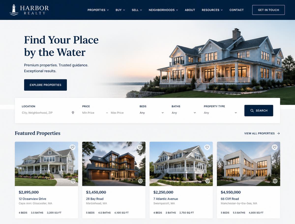 Harbor Realty website designed by Softwaves