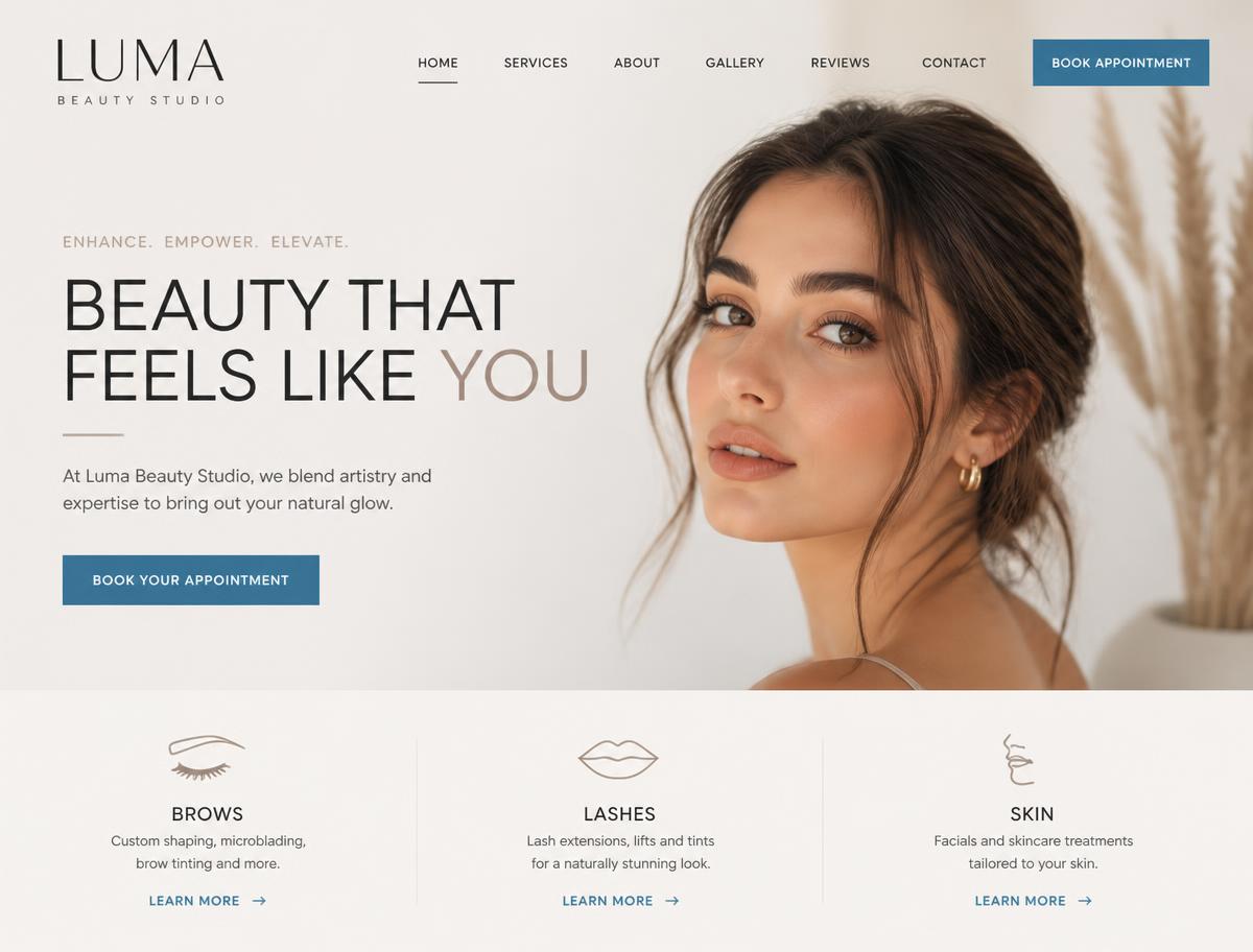 Luma Beauty Studio website designed by Softwaves