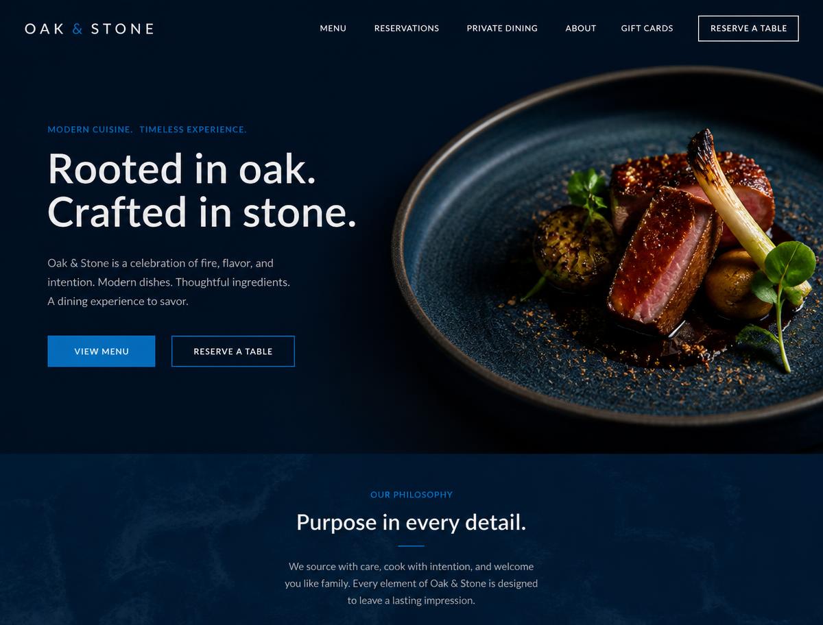Oak & Stone website designed by Softwaves